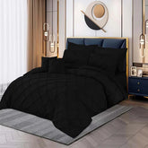 3 Pcs Pintuck Duvet Set -  Black